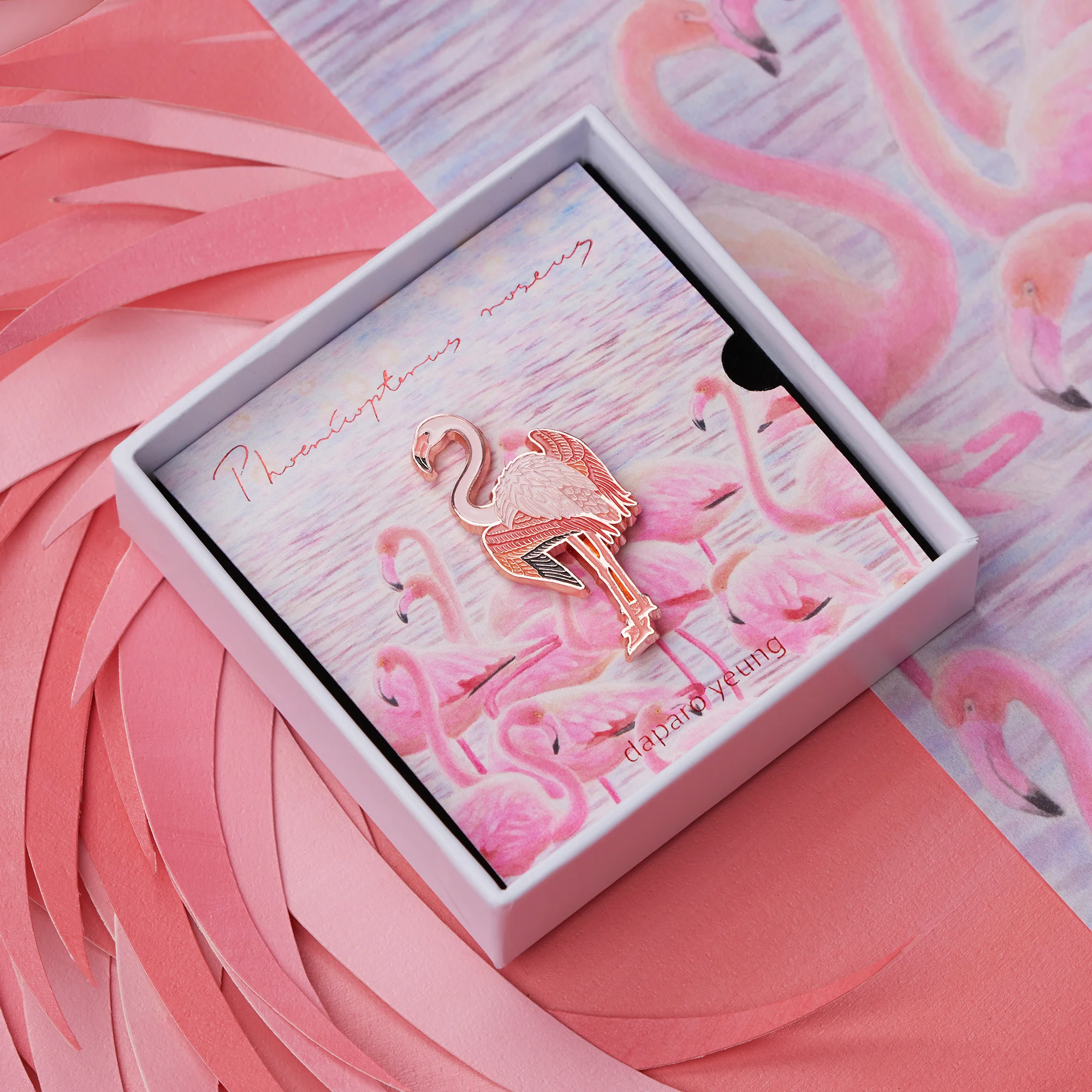 daparo Glow-in-the-Dark Enamel Pins "Greater Flamingo" - Image 5