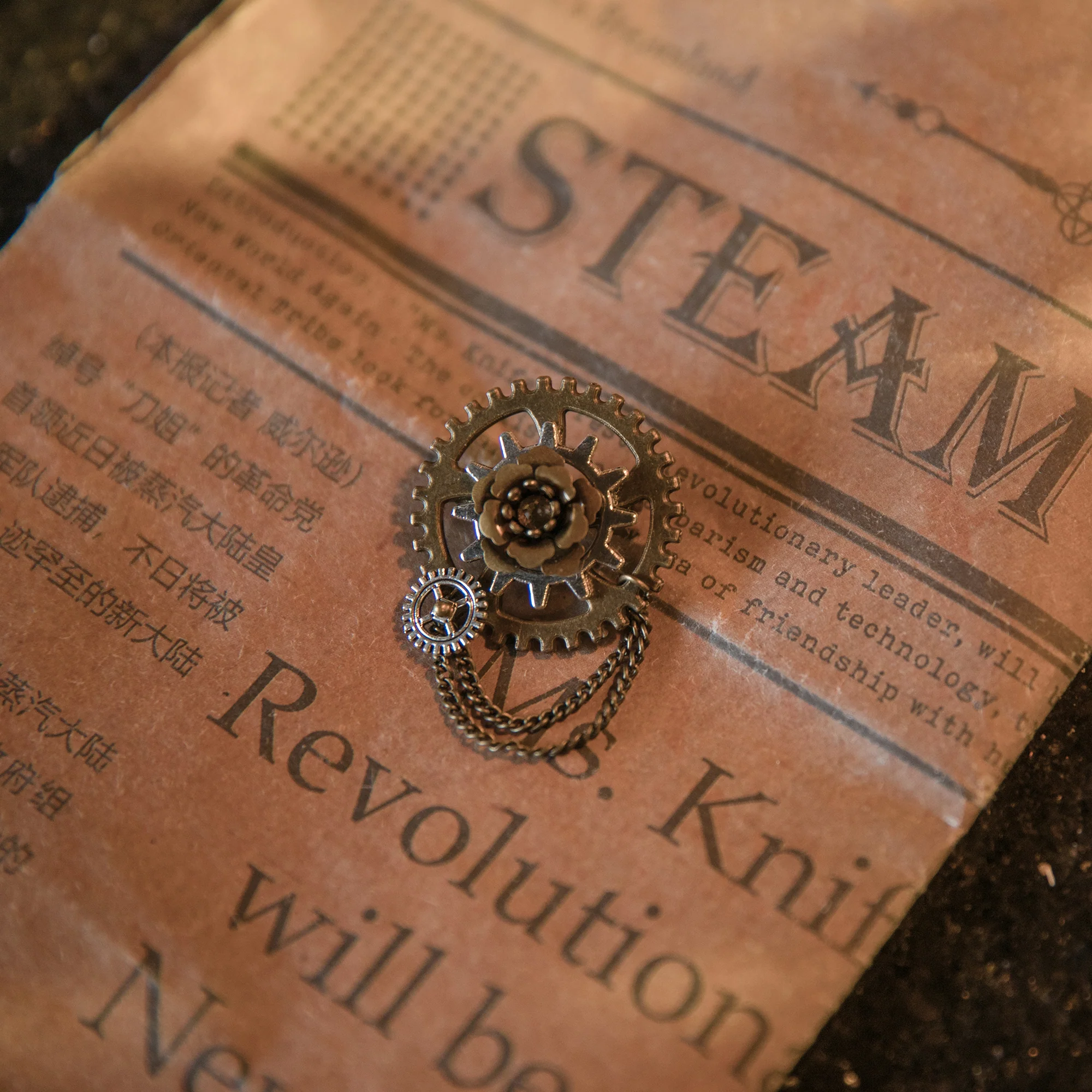 Date with a Mechanic Handcrafted Steampunk Metal Pin - Image 3
