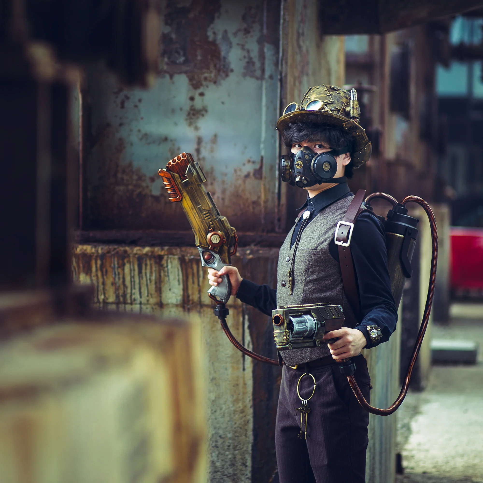 Handcrafted Steampunk Mask & Goggles "Good Neighbor" - Image 3