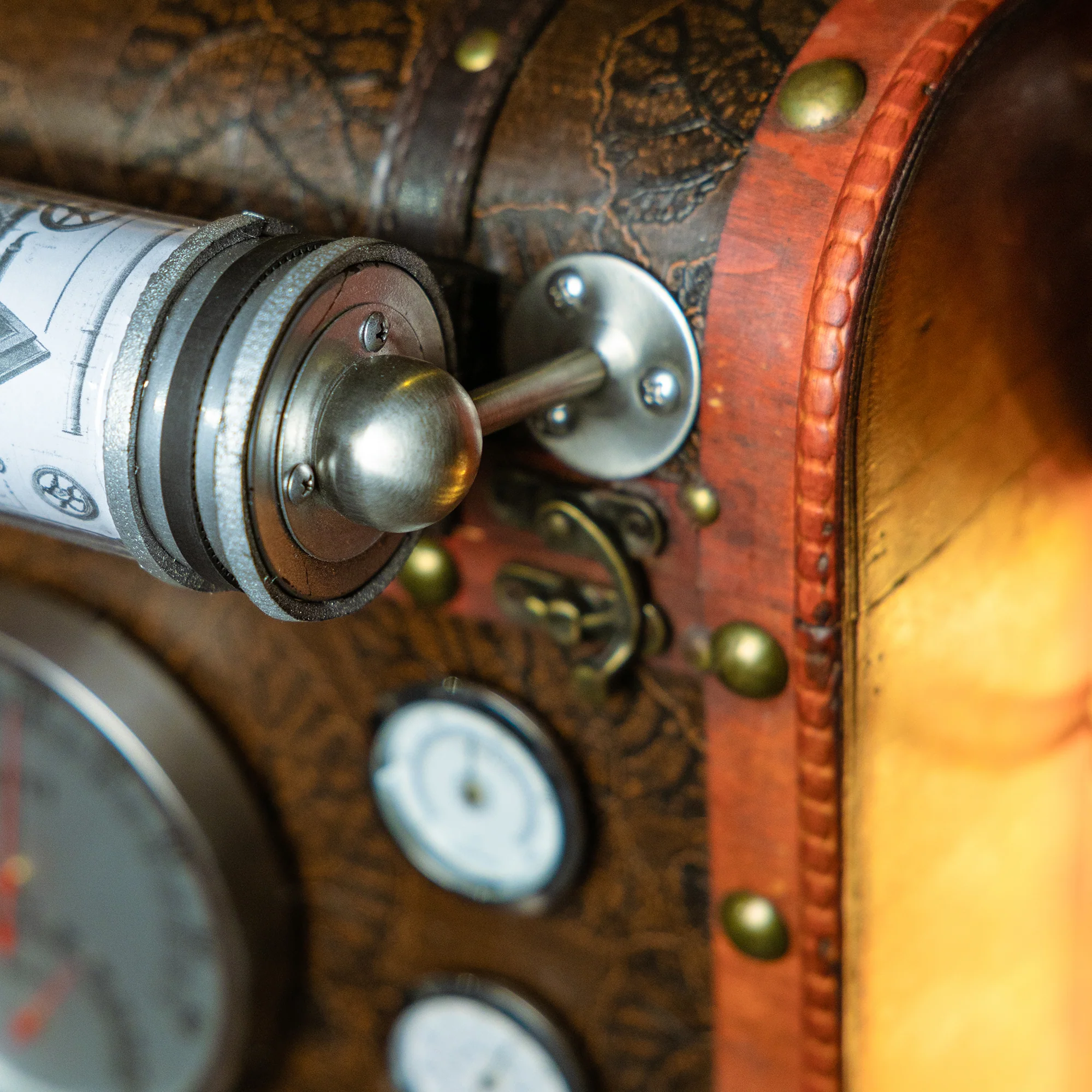 "Matchbox" Handcrafted Steampunk Backpack with Gauges & Lights - Image 3