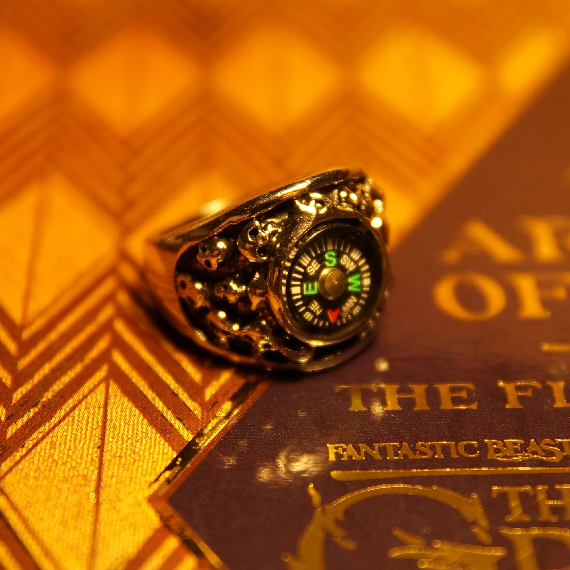 Miss Guidance Handcrafted Steampunk Compass Ring - Image 3