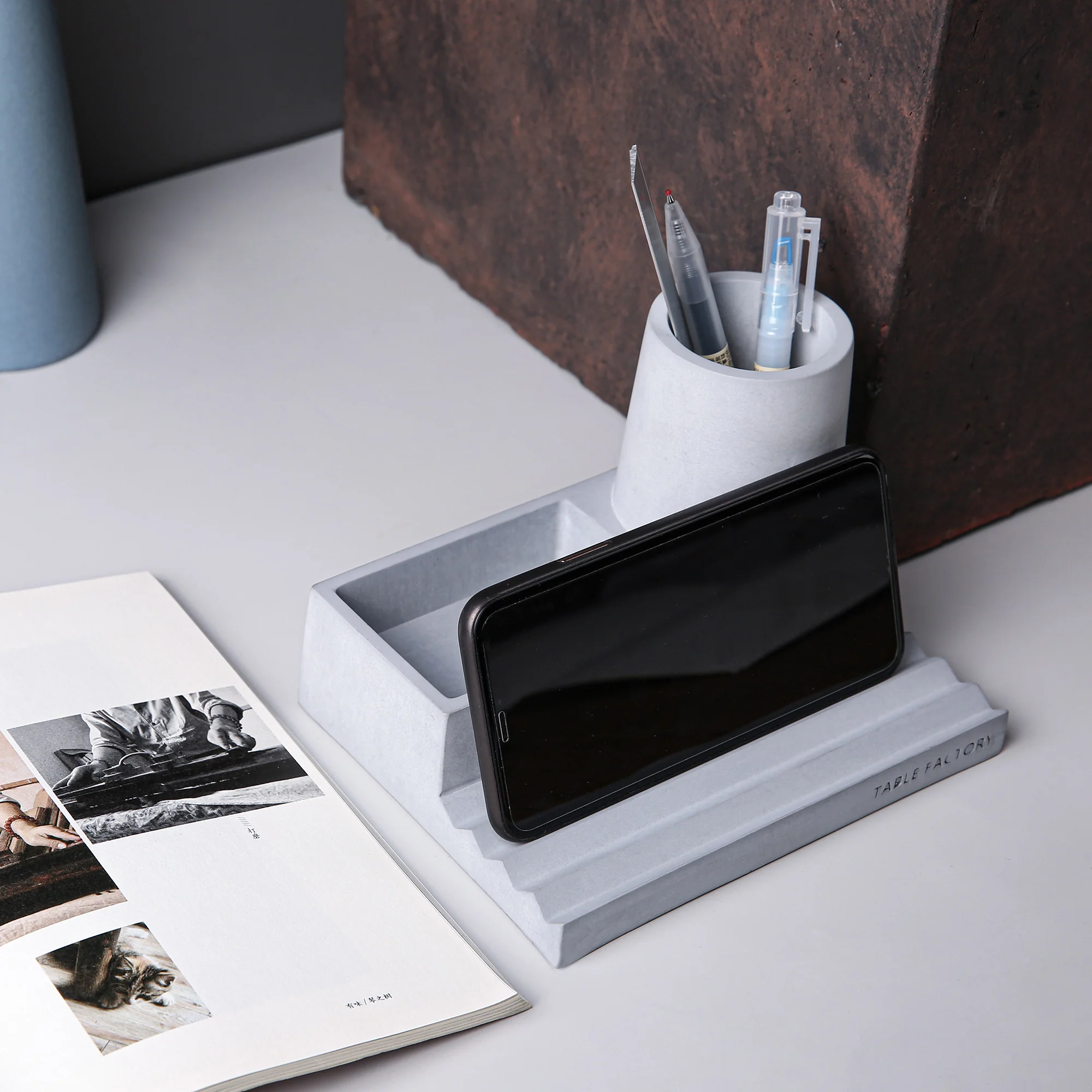 Table Factory Concrete Desk Organizer - Image 5