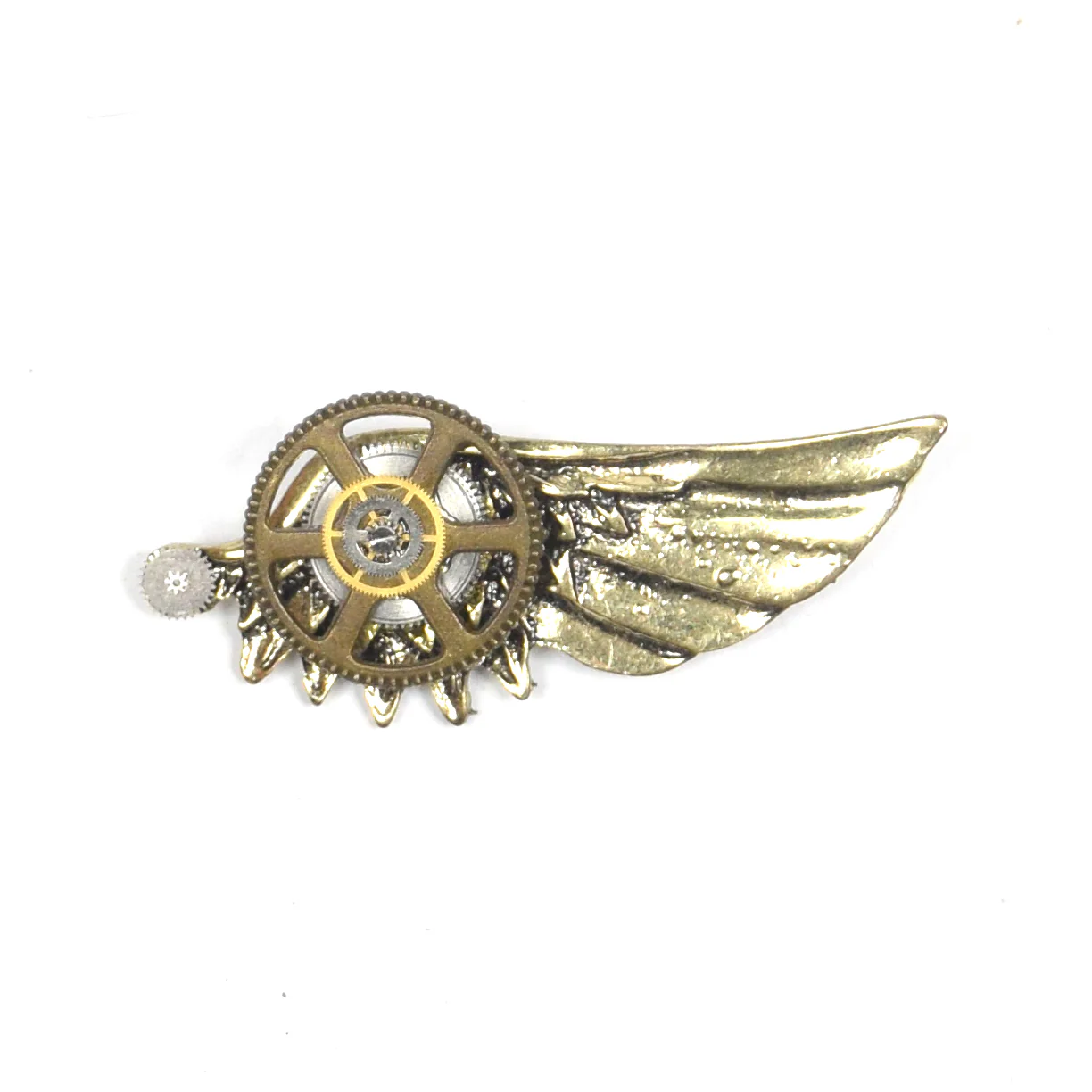 Winged Gear of Eternity Handcrafted Steampunk Metal Pin - Image 5