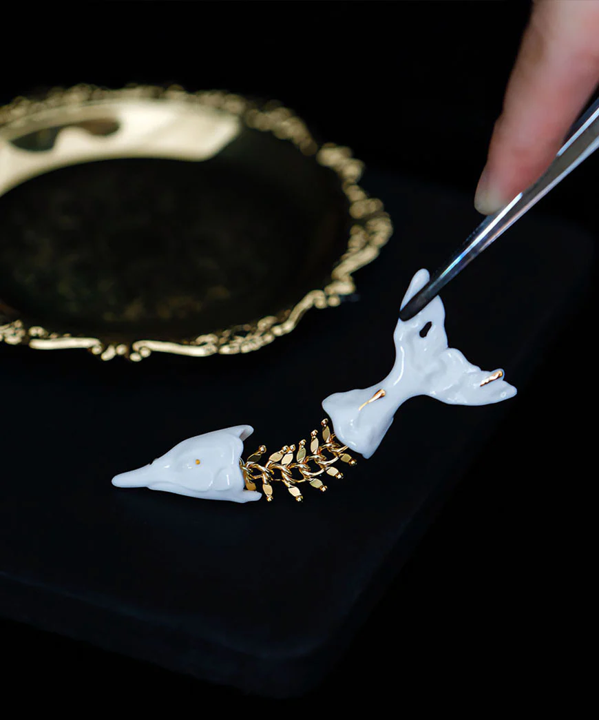 YIHE Ceramic Brooches "Fish, Bone, Fish" - Image 2