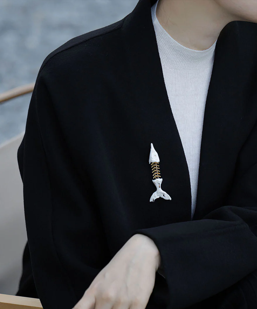 YIHE Ceramic Brooches "Fish, Bone, Fish" - Image 3