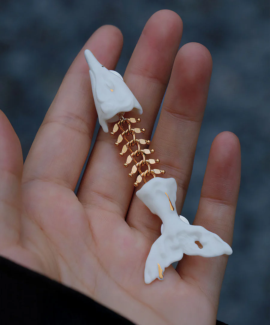 YIHE Ceramic Brooches "Fish, Bone, Fish" - Image 4