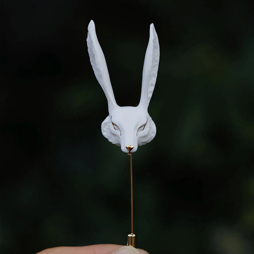 YIHE Ceramic Brooches "White Fox" - Image 3