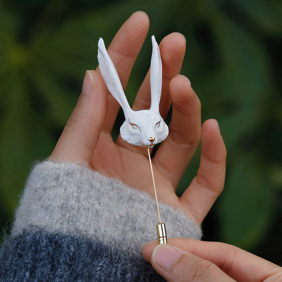 YIHE Ceramic Brooches "White Fox" - Image 4