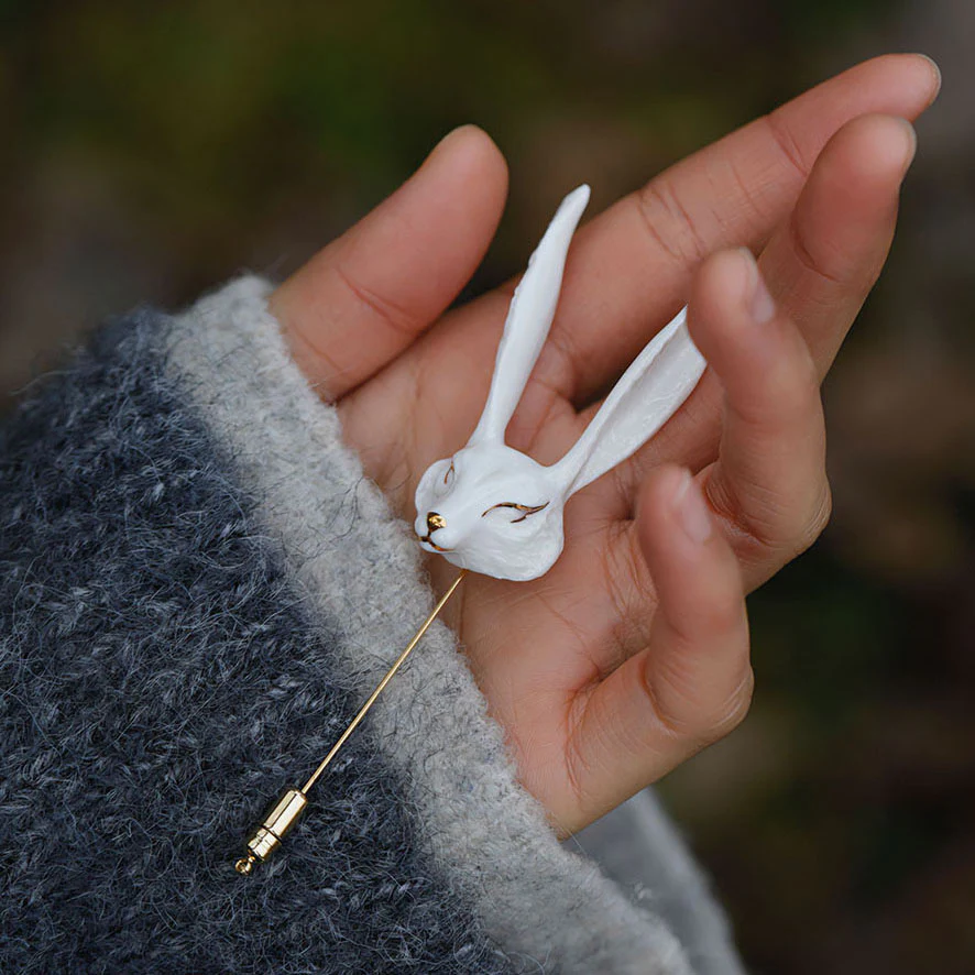 YIHE Ceramic Brooches "White Fox" - Image 5
