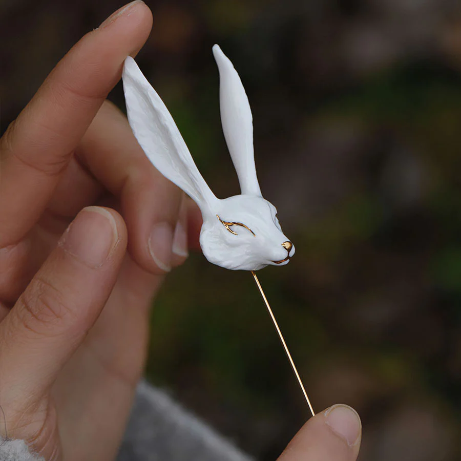 YIHE Ceramic Brooches "White Fox" - Image 6