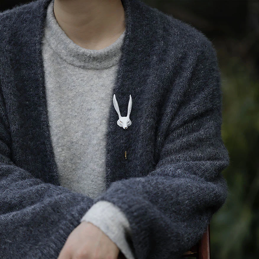 YIHE Ceramic Brooches "White Fox" - Image 7