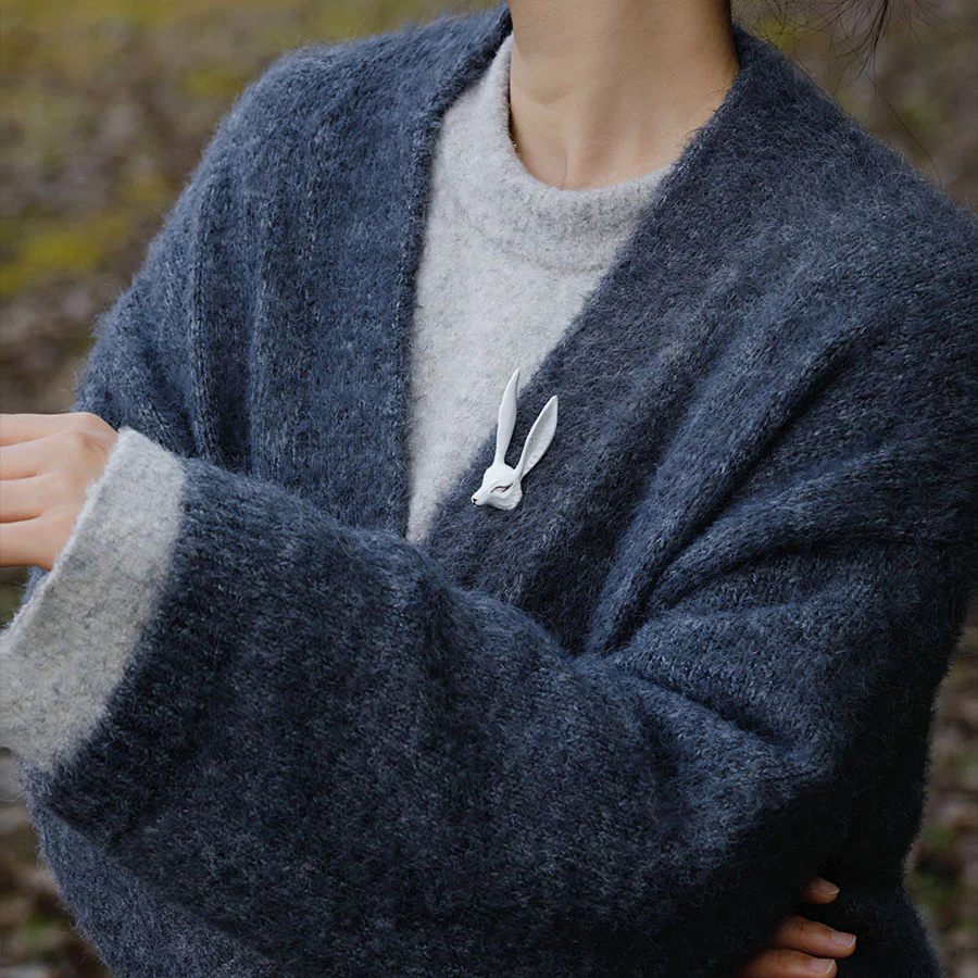 YIHE Ceramic Brooches "White Fox" - Image 8